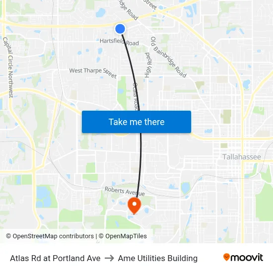 Atlas Rd at Portland Ave to Ame Utilities Building map