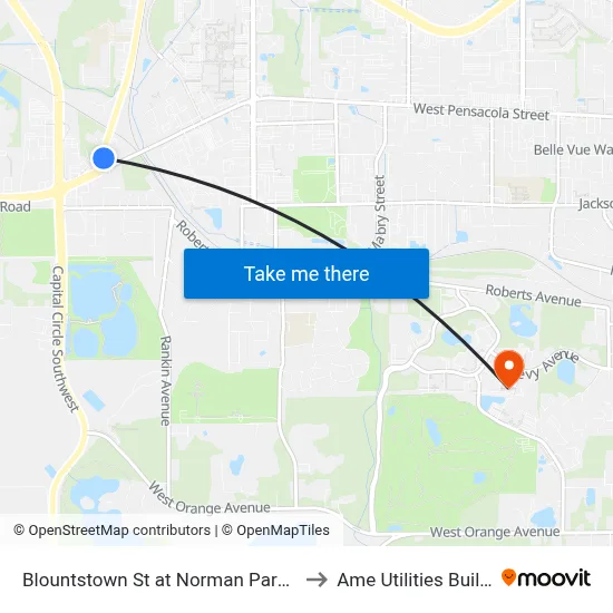 Blountstown St at Norman Park Dr Nb to Ame Utilities Building map
