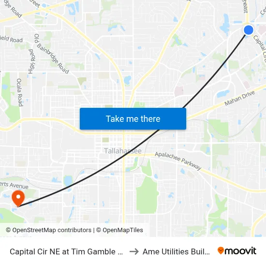 Capital Cir NE at Tim Gamble Pl Sb to Ame Utilities Building map