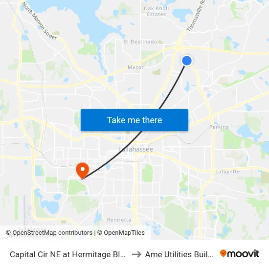 Capital Cir NE at Hermitage Blvd Sb to Ame Utilities Building map