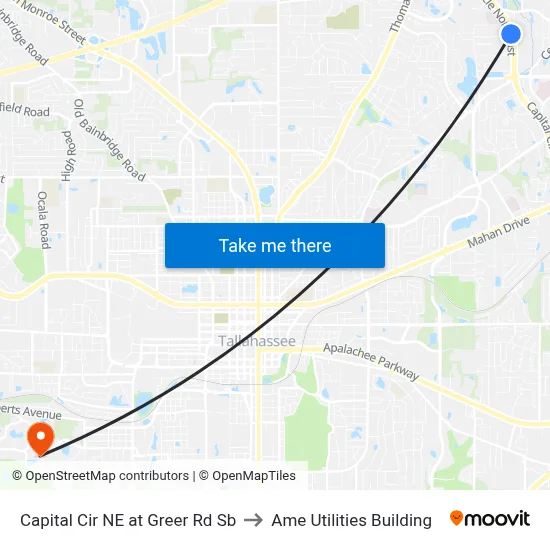 Capital Cir NE at Greer Rd Sb to Ame Utilities Building map