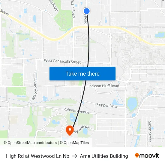 High Rd at Westwood Ln Nb to Ame Utilities Building map