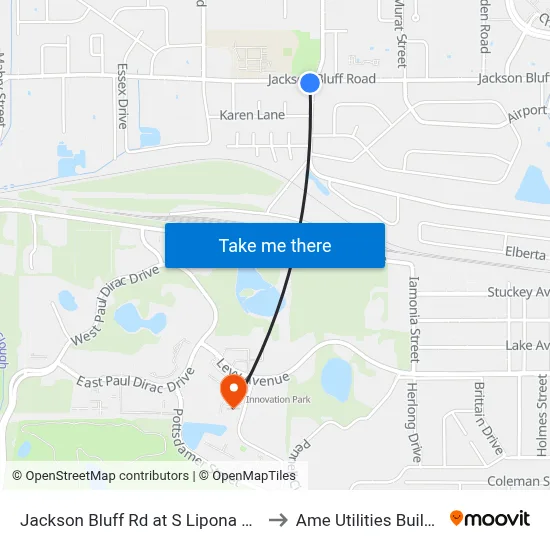 Jackson Bluff Rd at S Lipona Rd Eb to Ame Utilities Building map