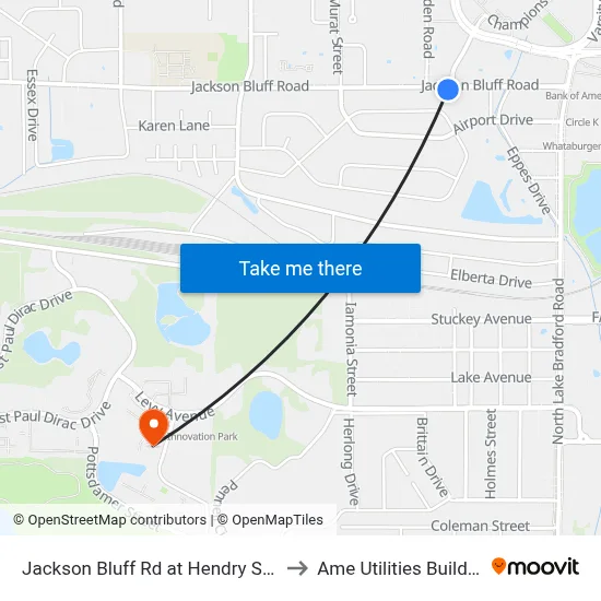 Jackson Bluff Rd at Hendry St Eb to Ame Utilities Building map