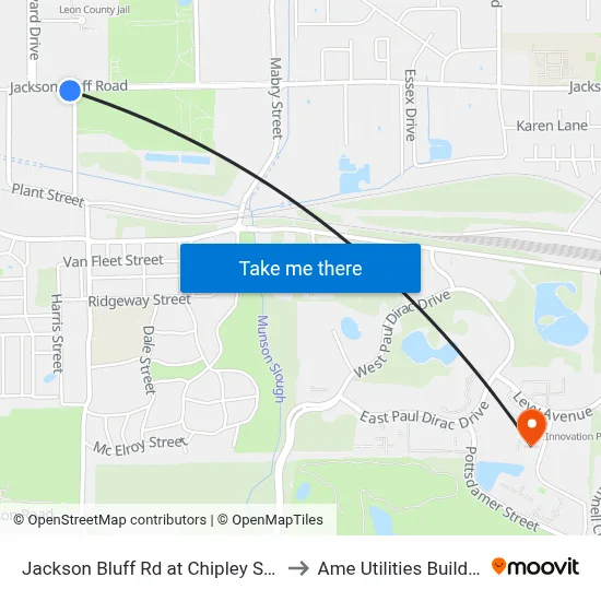 Jackson Bluff Rd at Chipley St Eb to Ame Utilities Building map
