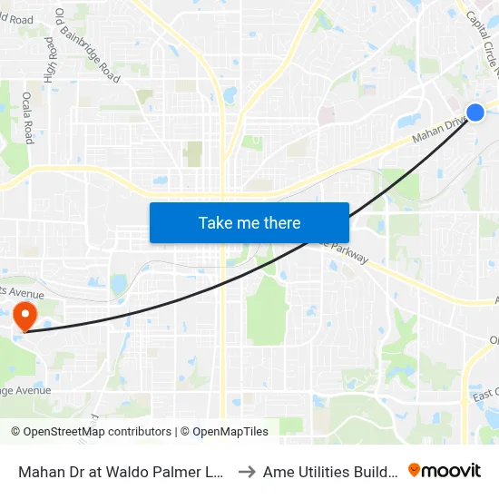 Mahan Dr at Waldo Palmer Ln Eb to Ame Utilities Building map
