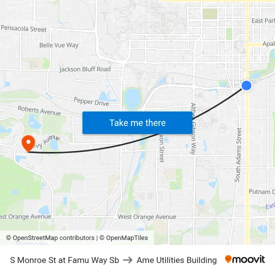S Monroe St at Famu Way Sb to Ame Utilities Building map