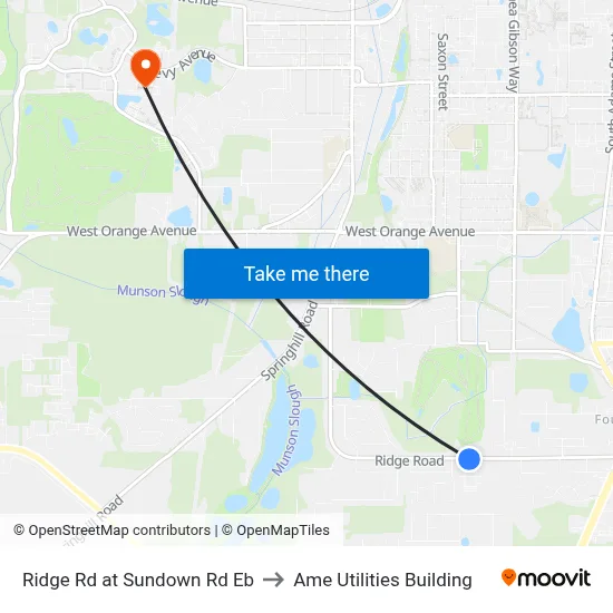 Ridge Rd at Sundown Rd Eb to Ame Utilities Building map