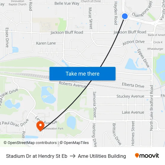 Stadium Dr at Hendry St Eb to Ame Utilities Building map