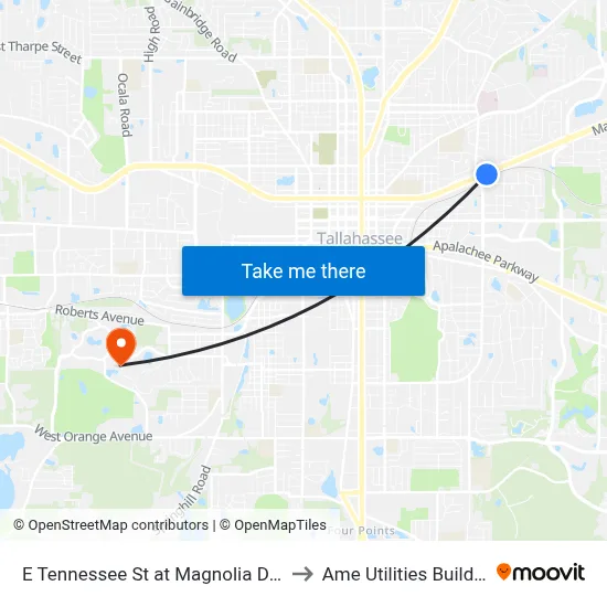 E Tennessee St at Magnolia Dr Eb to Ame Utilities Building map