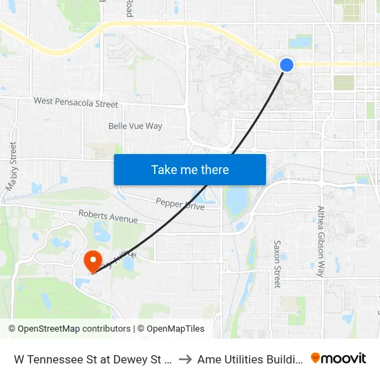 W Tennessee St at Dewey St Eb to Ame Utilities Building map