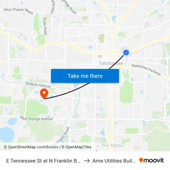 E Tennessee St at N Franklin Blvd Eb to Ame Utilities Building map