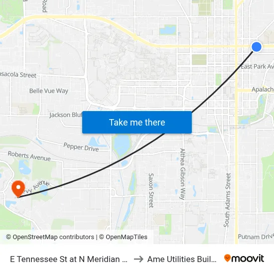 E Tennessee St at N Meridian St Eb to Ame Utilities Building map