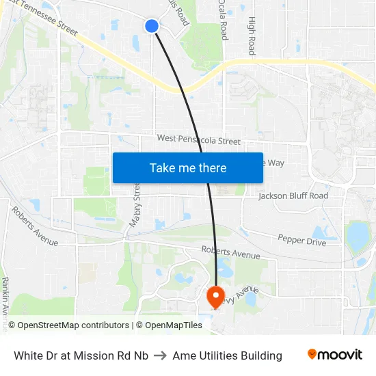 White Dr at Mission Rd Nb to Ame Utilities Building map