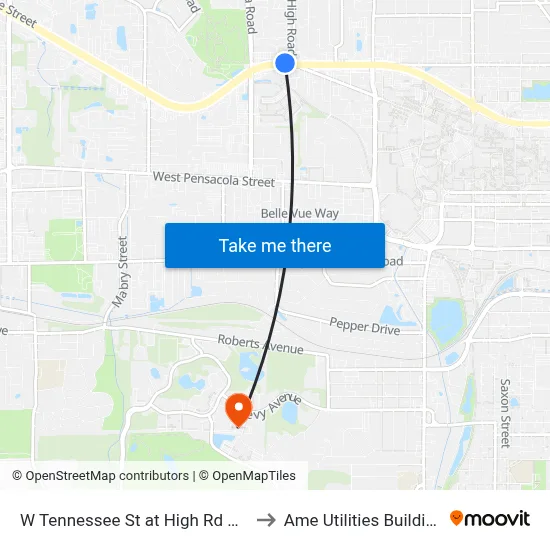 W Tennessee St at High Rd Wb to Ame Utilities Building map