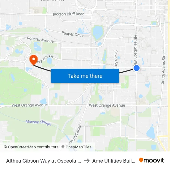 Althea Gibson Way at Osceola St Nb to Ame Utilities Building map