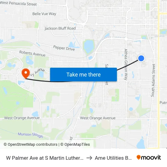 W Palmer Ave at S Martin Luther King Blvd to Ame Utilities Building map