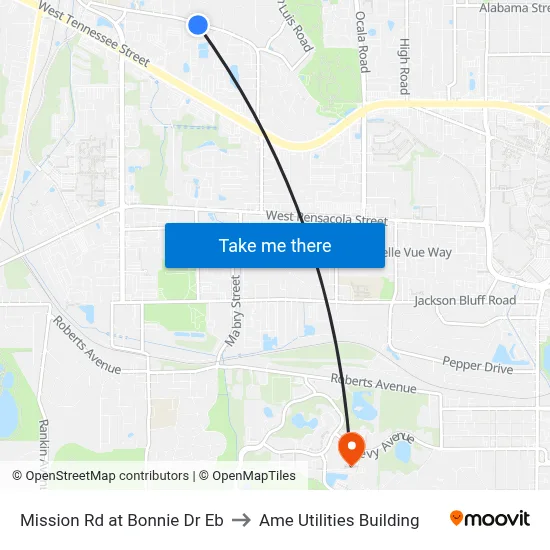 Mission Rd at Bonnie Dr Eb to Ame Utilities Building map