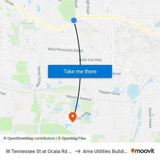 W Tennessee St at Ocala Rd Eb to Ame Utilities Building map