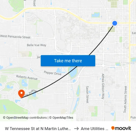 W Tennessee St at N Martin Luther King Jr Blvd Eb to Ame Utilities Building map