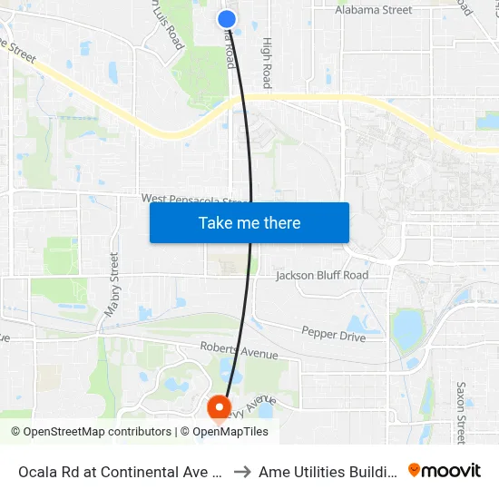 Ocala Rd at Continental Ave Nb to Ame Utilities Building map