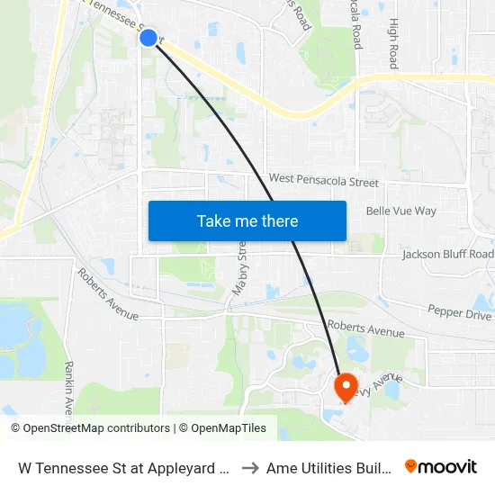 W Tennessee St at Appleyard Dr Sb to Ame Utilities Building map