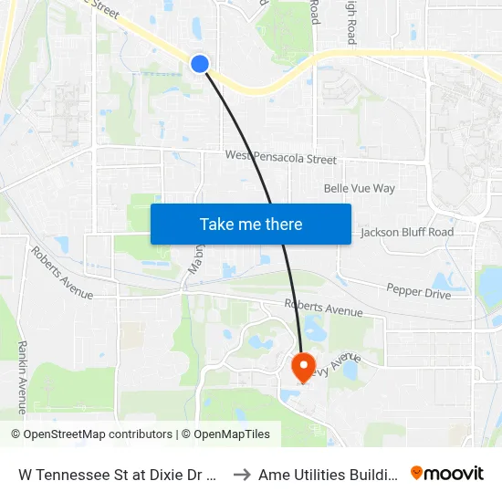 W Tennessee St at Dixie Dr Wb to Ame Utilities Building map