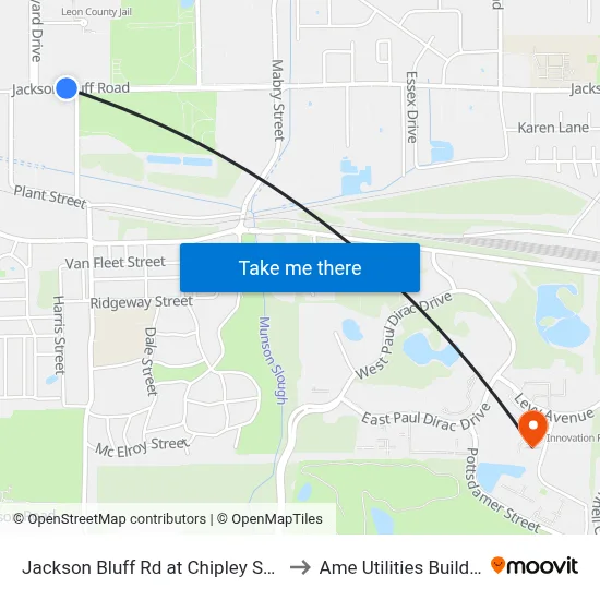 Jackson Bluff Rd at Chipley St Wb to Ame Utilities Building map