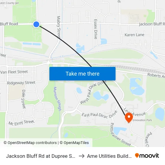 Jackson Bluff Rd at Dupree St Eb to Ame Utilities Building map
