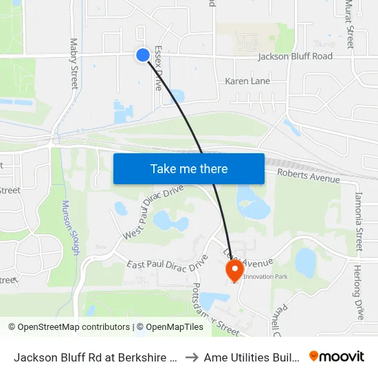 Jackson Bluff Rd at Berkshire Dr Eb to Ame Utilities Building map