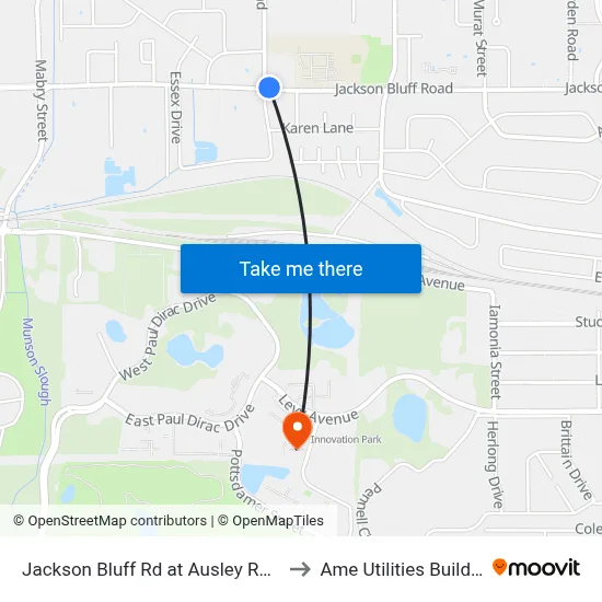 Jackson Bluff Rd at Ausley Rd Wb to Ame Utilities Building map
