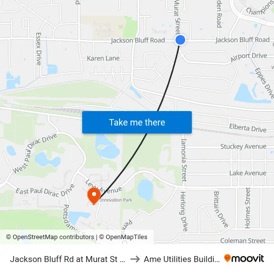 Jackson Bluff Rd at Murat St Wb to Ame Utilities Building map