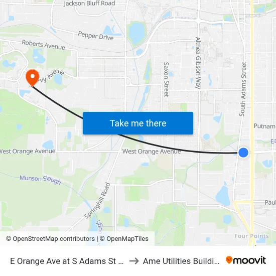 E Orange Ave at S Adams St Eb to Ame Utilities Building map