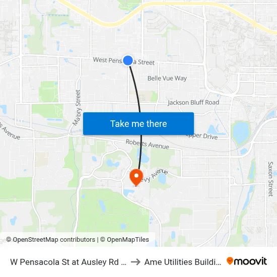 W Pensacola St at Ausley Rd Eb to Ame Utilities Building map