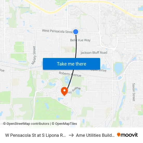 W Pensacola St at S Lipona Rd Eb to Ame Utilities Building map