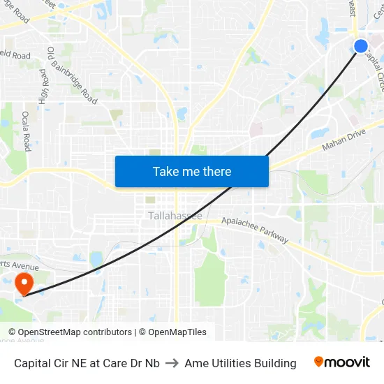 Capital Cir NE at Care Dr Nb to Ame Utilities Building map