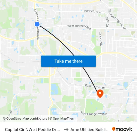 Capital Cir NW at Peddie Dr Sb to Ame Utilities Building map