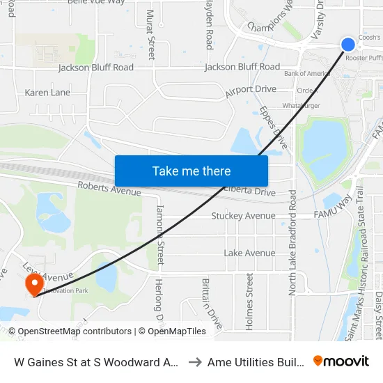 W Gaines St at S Woodward Ave Wb to Ame Utilities Building map