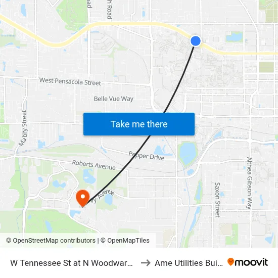 W Tennessee St at N Woodward Ave Eb to Ame Utilities Building map