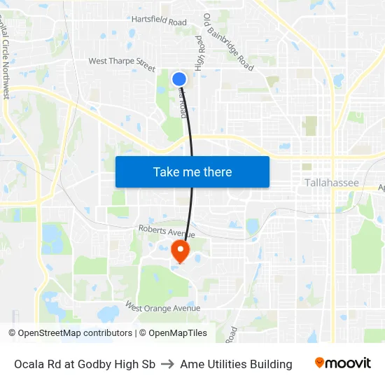Ocala Rd at Godby High Sb to Ame Utilities Building map