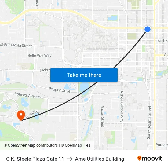 C.K. Steele Plaza Gate 11 to Ame Utilities Building map