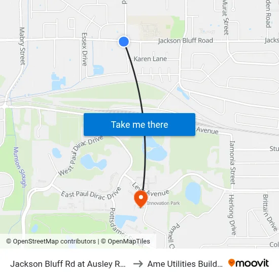 Jackson Bluff Rd at Ausley Rd Eb to Ame Utilities Building map