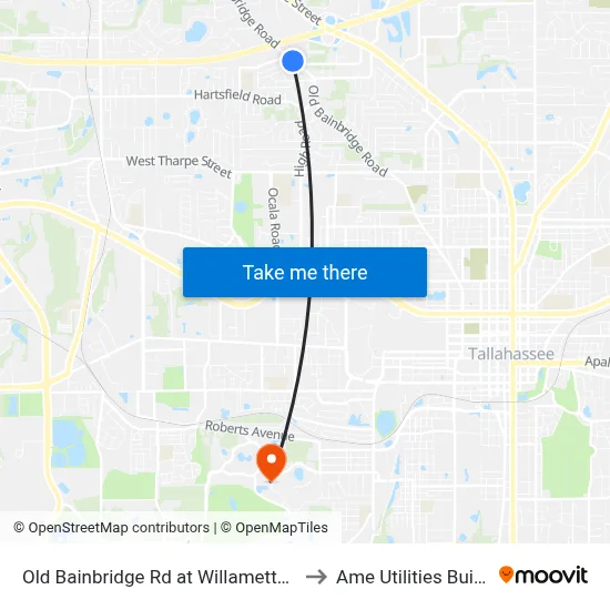 Old Bainbridge Rd at Willamette Rd Sb to Ame Utilities Building map