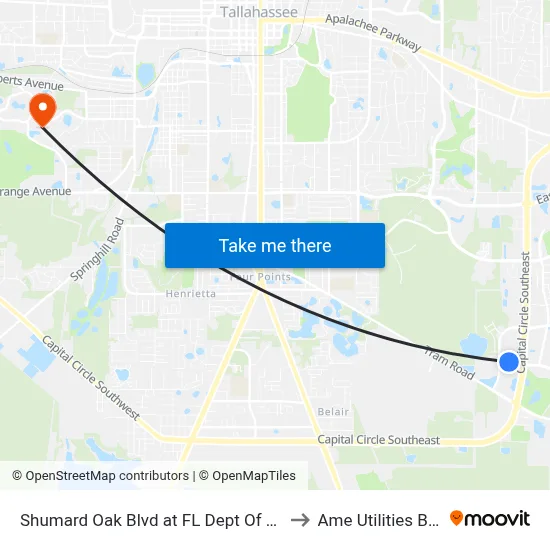 Shumard Oak Blvd at FL Dept Of Revenue Wb to Ame Utilities Building map