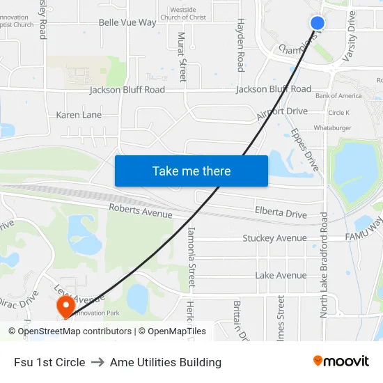 Fsu 1st Circle to Ame Utilities Building map