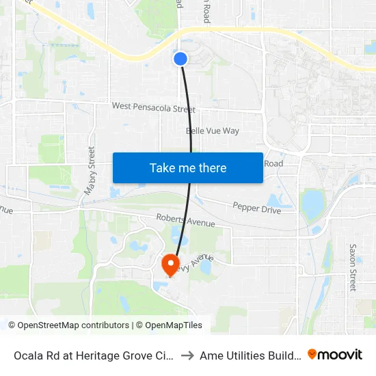 Ocala Rd at Heritage Grove Cir Nb to Ame Utilities Building map
