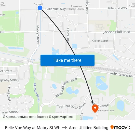 Belle Vue Way at Mabry St Wb to Ame Utilities Building map