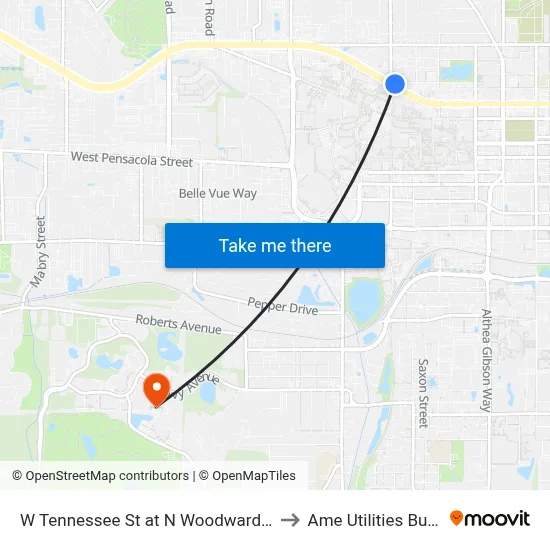 W Tennessee St at N Woodward Ave Wb to Ame Utilities Building map
