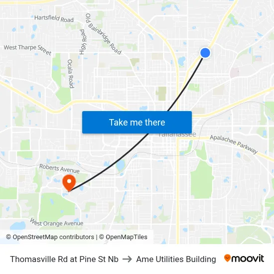 Thomasville Rd at Pine St Nb to Ame Utilities Building map