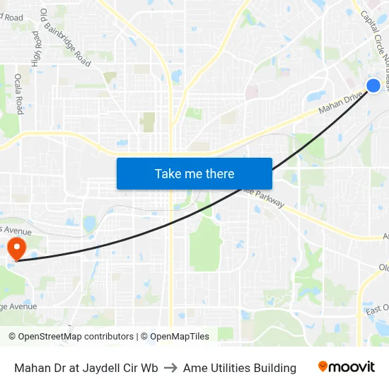 Mahan Dr at Jaydell Cir Wb to Ame Utilities Building map